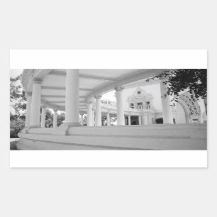 Vintage Curved Colonnade Black and White Photo Rectangular Sticker
