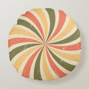 Vintage curved rays round cushion