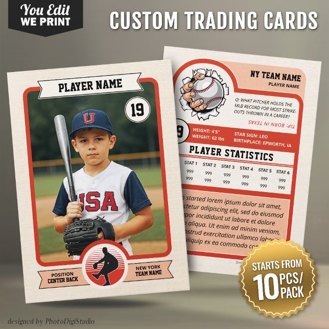 Vintage Custom Baseball Trading Card 10 pcs/pack (Vintage Custom Baseball Trading Card 10 pcs/pack, Baseball Player Card)