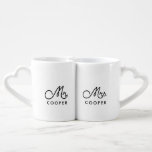 Vintage custom Mr and Mrs Coffee Mug Set<br><div class="desc">Mr and Mrs couple coffee mug,  customisable with your own name and your favourite colours.</div>