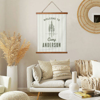 Vintage Custom Name Camp Tree Family Hanging Tapestry
