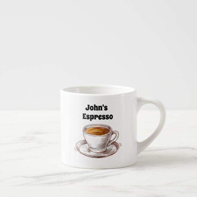 Vintage Custom Name Cute Small Espresso Cup (Right)