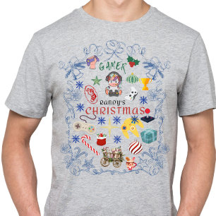 Vintage Custom Name Gamer Randy's Christmas T-Shirt
