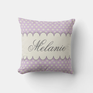Vintage Custom Personalised Purple Polka Dots Cushion