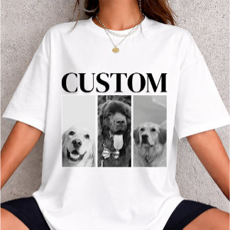 Vintage Custom Pet dog cat photo personalised 90s  T-Shirt