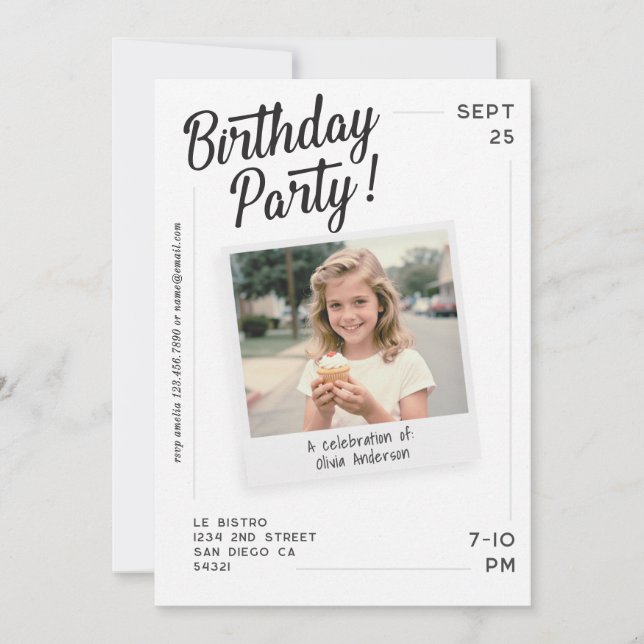 Vintage Custom Photo Adult Birthday Party  Invitation (Front)