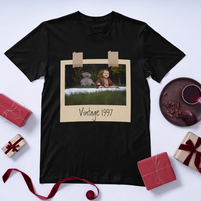 Vintage Custom Photo & Year Birthday Personalised T-Shirt (Creator Uploaded)