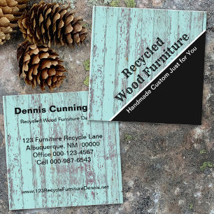 Vintage Custom Recycled Wood Furniture Designer Square Business Card