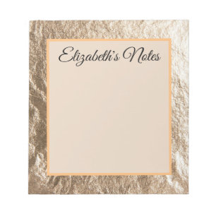 Vintage custom text brown gold crumpled notepad