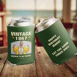 Vintage Custom Year Birthday Party Favor Photo Can Cooler<br><div class="desc">Celebrate a milestone birthday in bold green retro style with this personalized “Custom Year” photo can cooler. Featuring lightning bolt and star graphics,  a favorite photo,  and a custom milestone line like “Cheers to 60 Years, ” this fun party favor makes a standout birthday keepsake.</div>