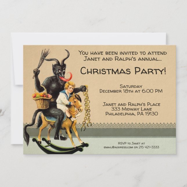Vintage Customisable Krampus Party Invitation (Front)