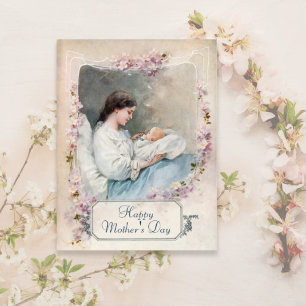 Vintage Customisable Mother and Newborn Postcard