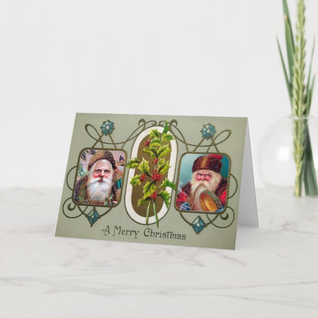 Vintage Customisable Photo Holiday Card (Front)