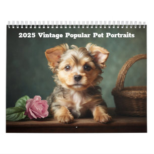 Vintage Cute 2025 Popular Pet Portraits Adorable Calendar