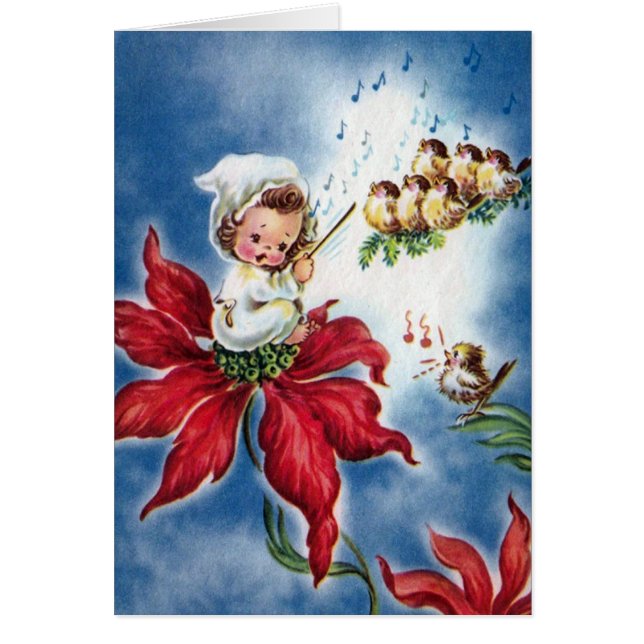 Vintage Cute Angel,Birdies singing ChristmasCarols (Front)