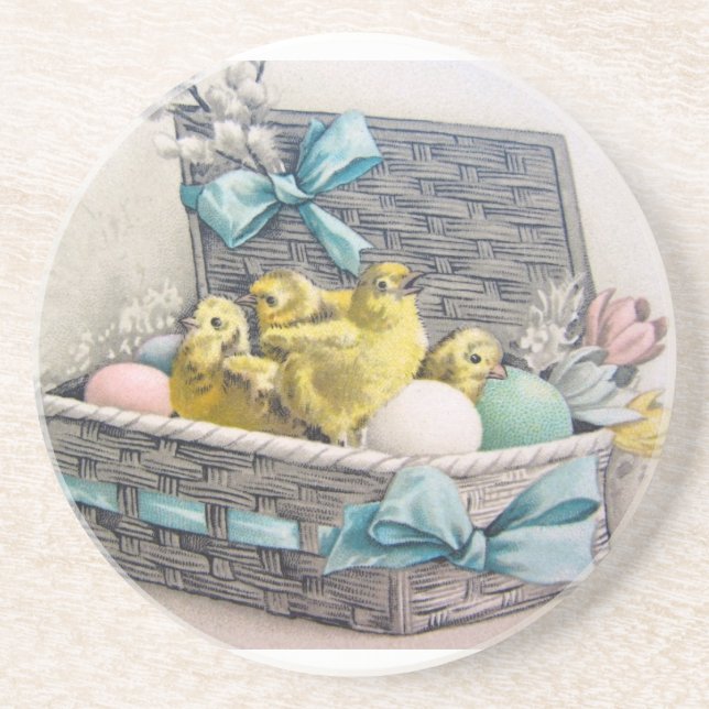 Vintage Cute Animal Easter  Coaster (Front)