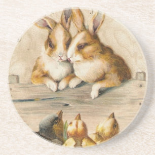 Vintage Cute Animal Easter  Coaster