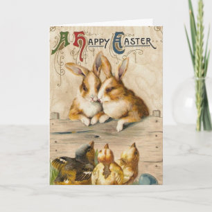 Vintage Cute Animal Easter  Holiday Card