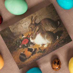 Vintage Cute Animal Easter  Holiday Card