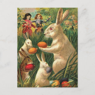 Vintage Cute Animal Easter  Holiday Postcard
