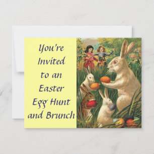 Vintage Cute Animal Easter Invitation