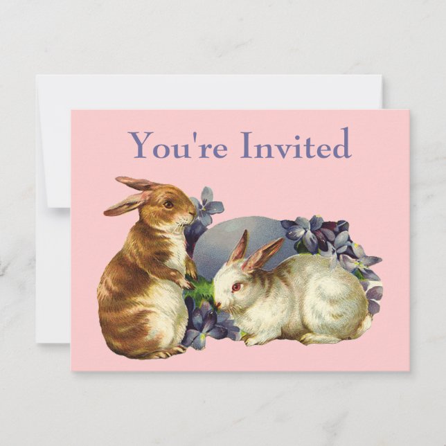 Vintage Cute Animal Easter  Invitation (Front)