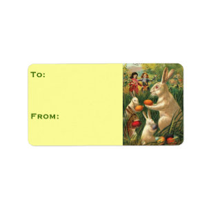 Vintage Cute Animal Easter  Label