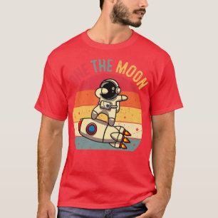 Vintage Cute Astronaut One the Moon 1st Birthday S T-Shirt