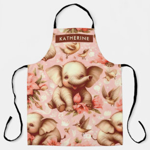 Vintage Cute Baby Elephant Pattern Apron
