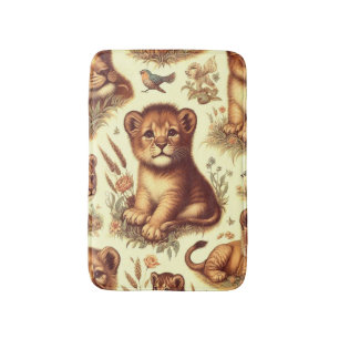 Vintage Cute Baby Lion Pattern Bath Mat