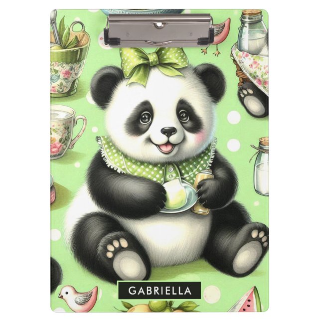 Vintage Cute Baby Panda Clipboard (Front)