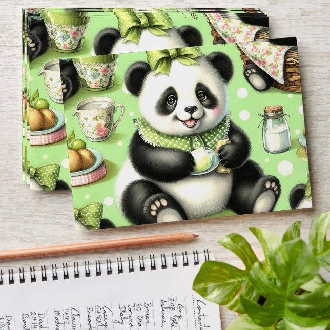 Vintage Cute Baby Panda Envelope (Stacked)