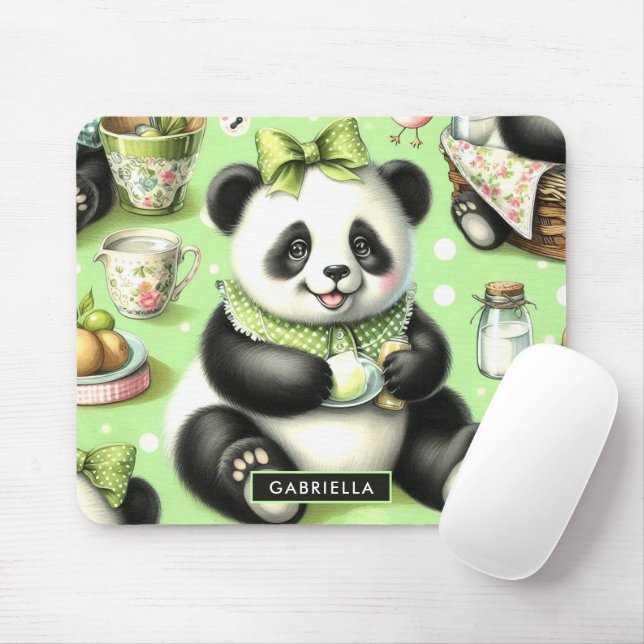 Vintage Cute Baby Panda Mouse Pad (With Mouse)
