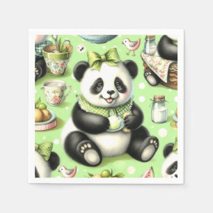 Vintage Cute Baby Panda Napkin