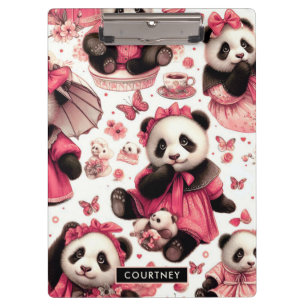 Vintage Cute Baby Panda Seamless Clipboard