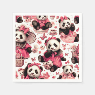 Vintage Cute Baby Panda Seamless Napkin
