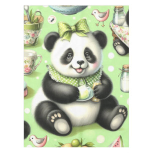 Vintage Cute Baby Panda Tablecloth