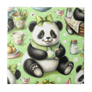 Vintage Cute Baby Panda Tile