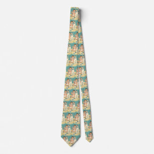 Vintage Cute Baby Talking on Phone Puppy Dog Tie