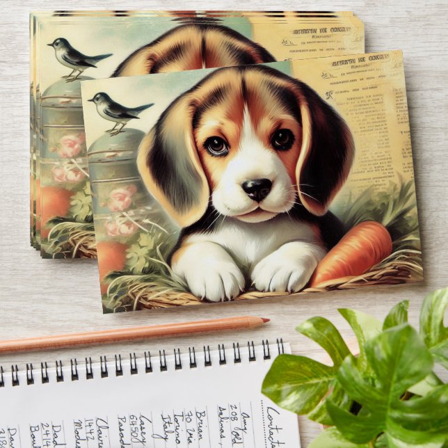 Vintage Cute Beagle Puppy Envelope (Stacked)