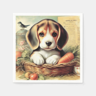 Vintage Cute Beagle Puppy Napkin