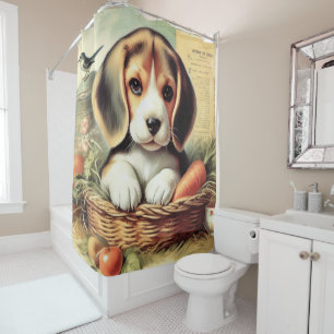 Vintage Cute Beagle Puppy Shower Curtain