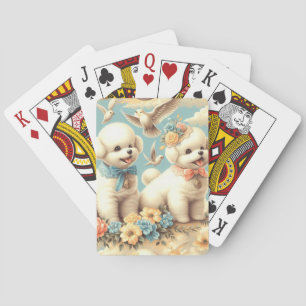 Vintage Cute Bichon Frisé Illustration Playing Cards