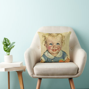 Vintage Cute Blonde Scandinavian Child with Curls Cushion