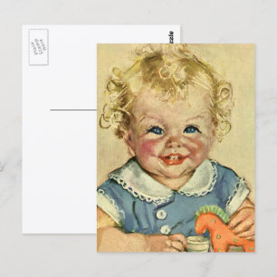 Vintage Cute Blonde Scandinavian Child with Curls Postcard