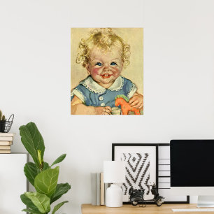 Vintage Cute Blonde Scandinavian Child with Curls Poster
