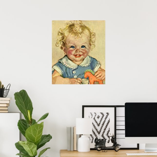 Vintage Cute Blonde Scandinavian Child with Curls Poster (Home Office)