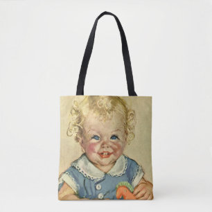 Vintage Cute Blonde Scandinavian Child with Curls Tote Bag