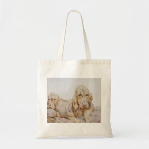 Vintage Cute Bloodhounds, Puppy Dogs by EJ Detmold Tote Bag