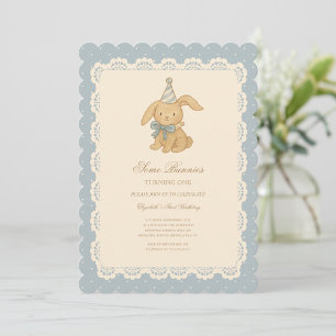Vintage Cute Bunnie Birthday  Invitation